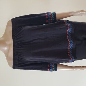 LOFT Off-the-Shoulder Embroider Trim Blouse